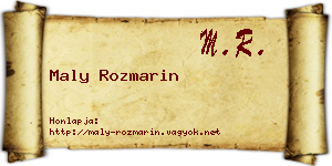 Maly Rozmarin névjegykártya